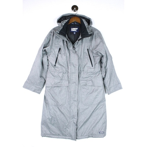 Lands' End Jackets & Blazers - Lands End Womens Gray Insulated Stadium Squall Parka Maxi Coat Medium 10-12